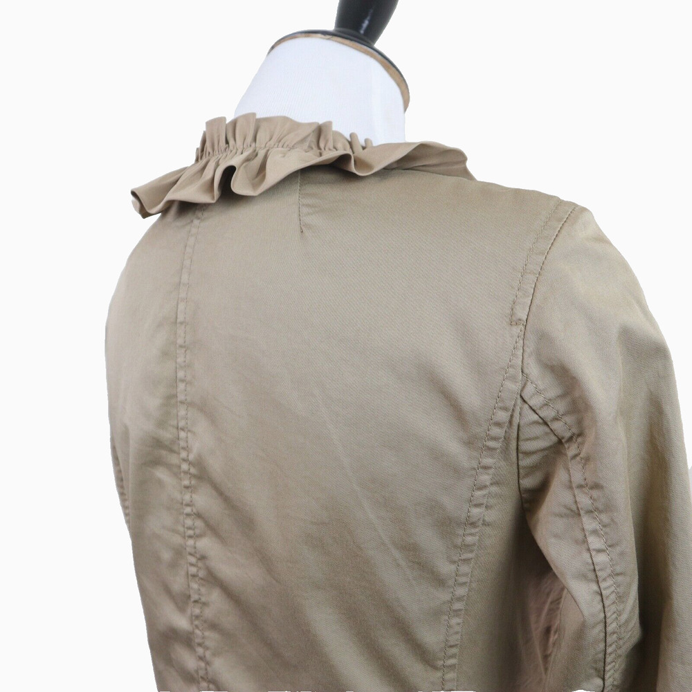 J Crew Size 0 Ruffle Chino Jacket Tan Ridge Khaki Tan G7578 *as is* - Picture 6 of 12
